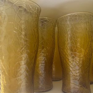 Vintage yellow glass cup set of 6